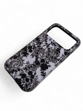 Elegant Black Floral Lace Phone Case - Slim Protective Cover